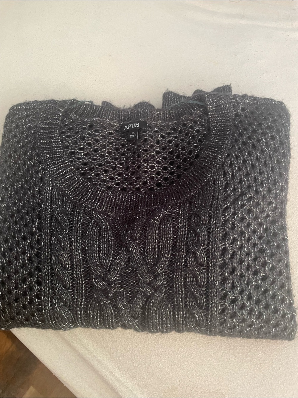 Apt. 9 Men's Charcoal Gray Cable Knit Crewneck Sweater